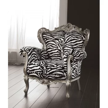 Fotel Barocco zebra/lakier srebrny