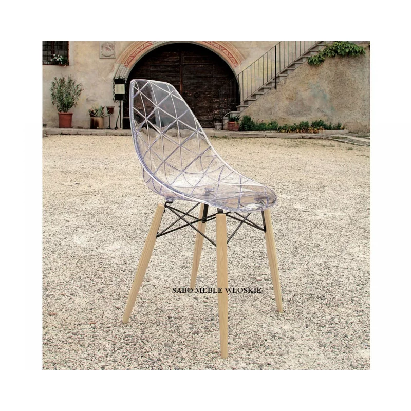 Krzesło 0105 wood przeźroczyste neutralne
