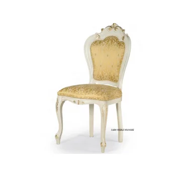 Krzesło "536" bez podłokietnika biało-złote