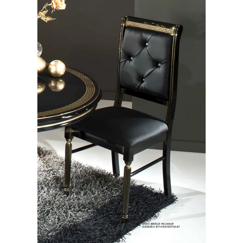 Krzesło Enora/Posela/podłokietnik kryształki czarne