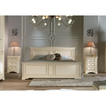 Klasyczne łóżko drewniane podwójne "PM24/160"kremowo-złote