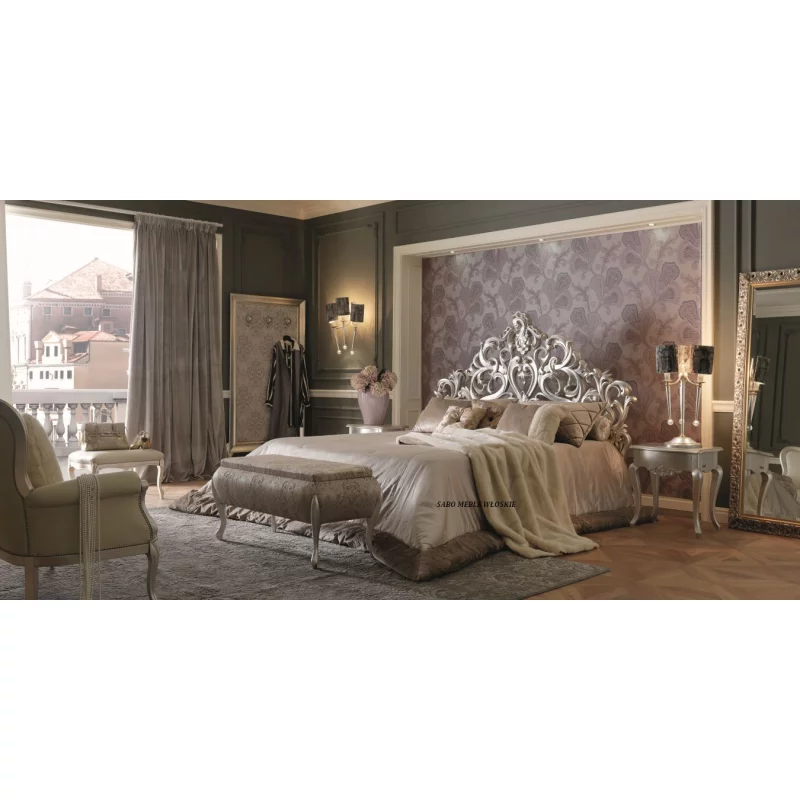 Luksusowe łóżko Wenecja/A2119/180 srebrne