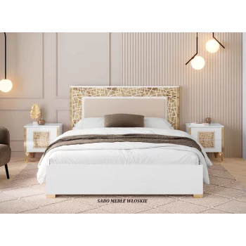 Nowoczesne łóżko Star biało-złote
