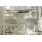 Stół rozkł.okrągły+4 krzesła Gritte/MED biało-srebrny