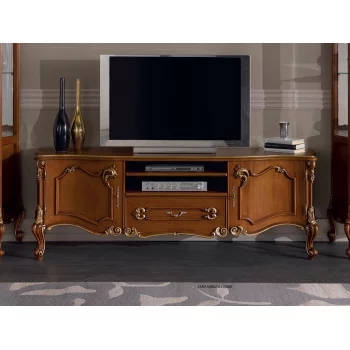 Stolik tv Unica "501"drewniany orzechowo-złoty