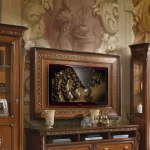 Stolik tv "574"drewniany orzechowo-złoty