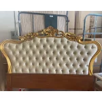 Klasyczne drewniane łóżko Siena/180/tapic.orzechowo-złote