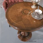 Klasyczny włoski stolik okrągły Maggi nierozkładany orzechowy