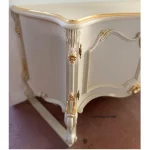 Klasyczny włoski stolik rtv Unica "521"drewniany kość słoniowa-złoty