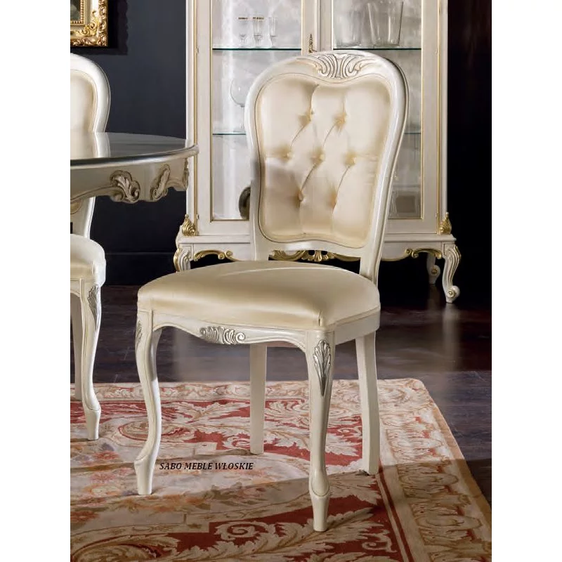 Krzesło "569" bez podłokietnika biało-srebrne