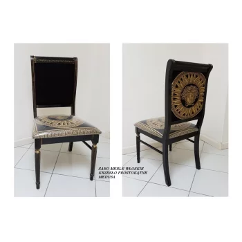Krzesło prostok.Enora/Posela/podłokietnik motyw Medusa czarne