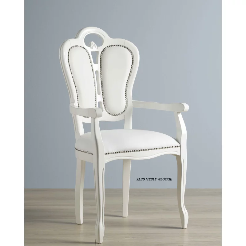 Krzesło z podłokietnikiem Gritte/eco biale