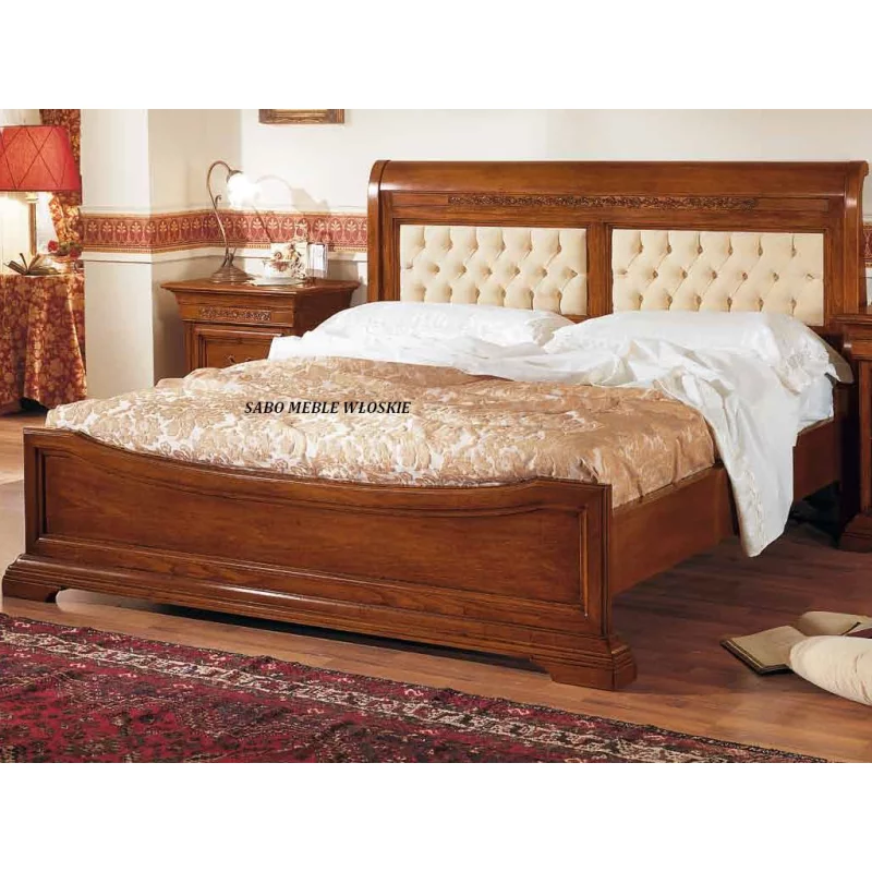 Stylowe łóżko Ferrato/tapic. orzechowe