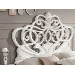Łóżko LIPARI full frieze/180 + 2 szafki nocne biało-srebrne