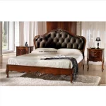 Luksusowe łóżko Iszia orzechowo-srebrne w stylu weneckim