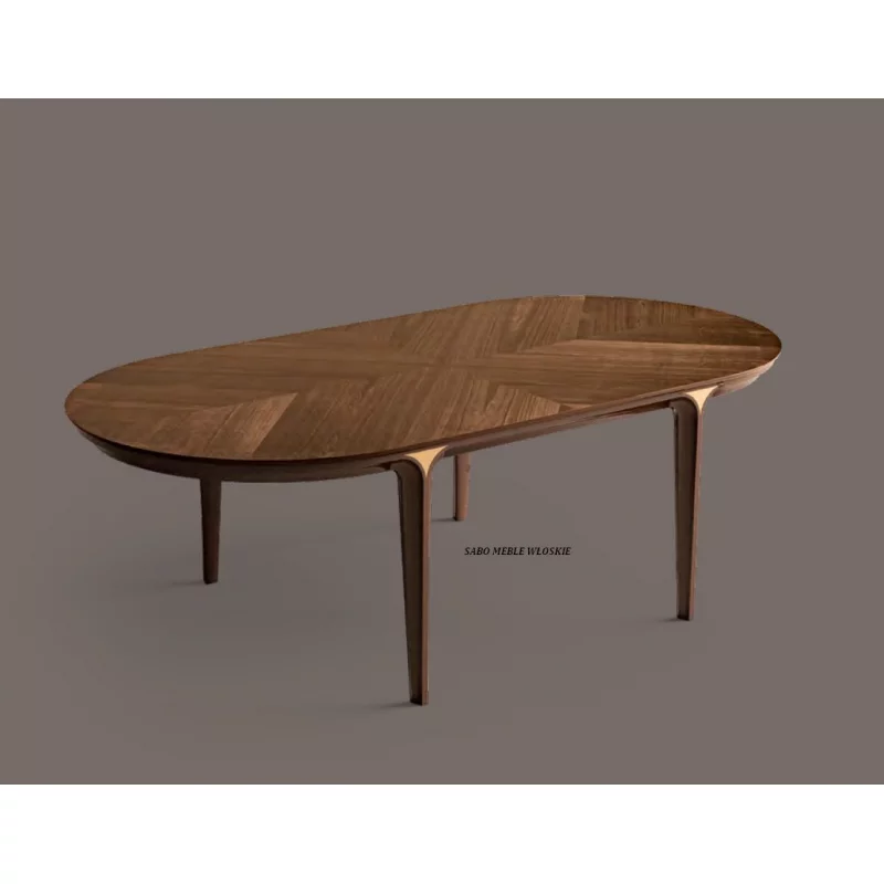 Luksusowy włoski stół owalny drewniany Navilli brązowy