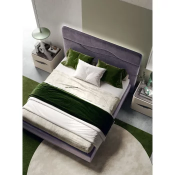 Nowoczesne łóżko z pojemnikiem Bolzano lawenda