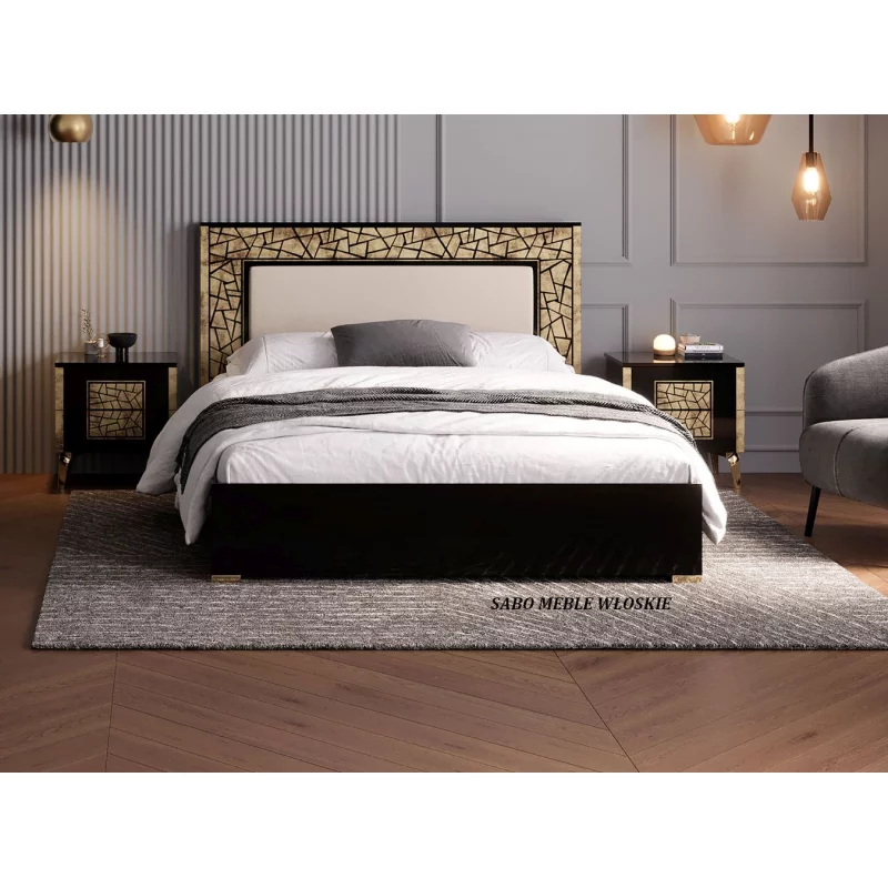 Nowoczesne łóżko 160 Star czarno-złote