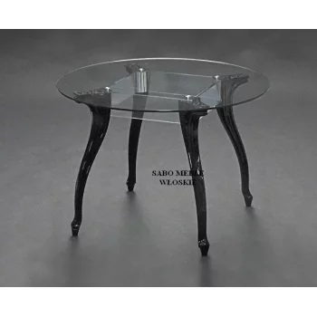Stół okrągły 0110 transparentny/nogi pełne czarne