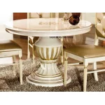 Stół okrągły rozkł.+4 krzesła POSELA/eco/crystals beżowo-złoty