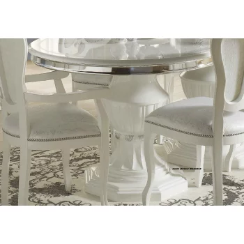 Stół rozkł.okrągły Gritte biało-srebrny