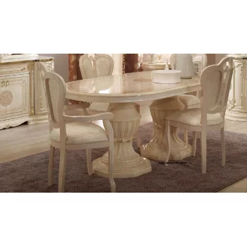Stół rozkł.owalny+4 krzesła Gritte/MED beżowo-złoty