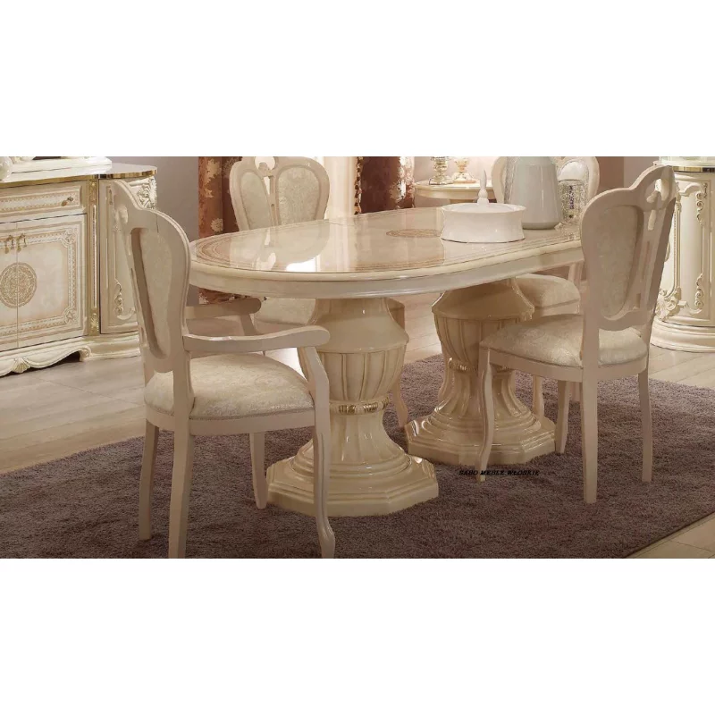Stół rozkł.owalny+4 krzesła GRITTE/MED beżowo-złoty