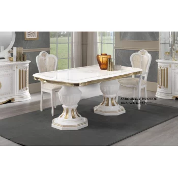Stół rozkładany BEATE biało-złoty