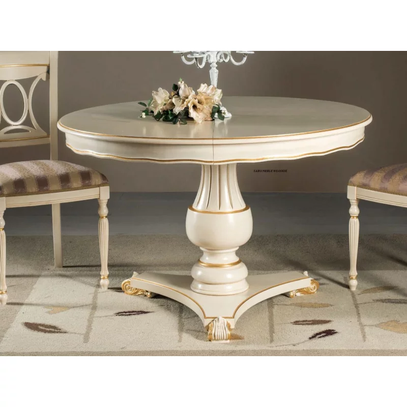 Stół rozkładany drewniany"3738" biało-złoty