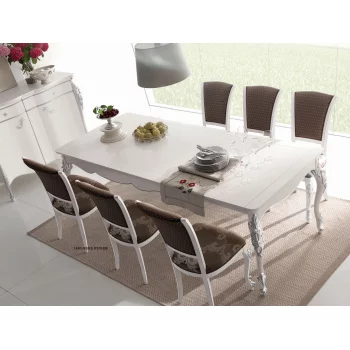 Stół rozkładany drewniany"642" biało-srebrny