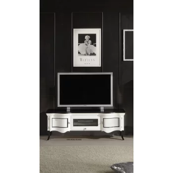 Stolik tv 3D drewniany DIUNA "9040" biało-czarny