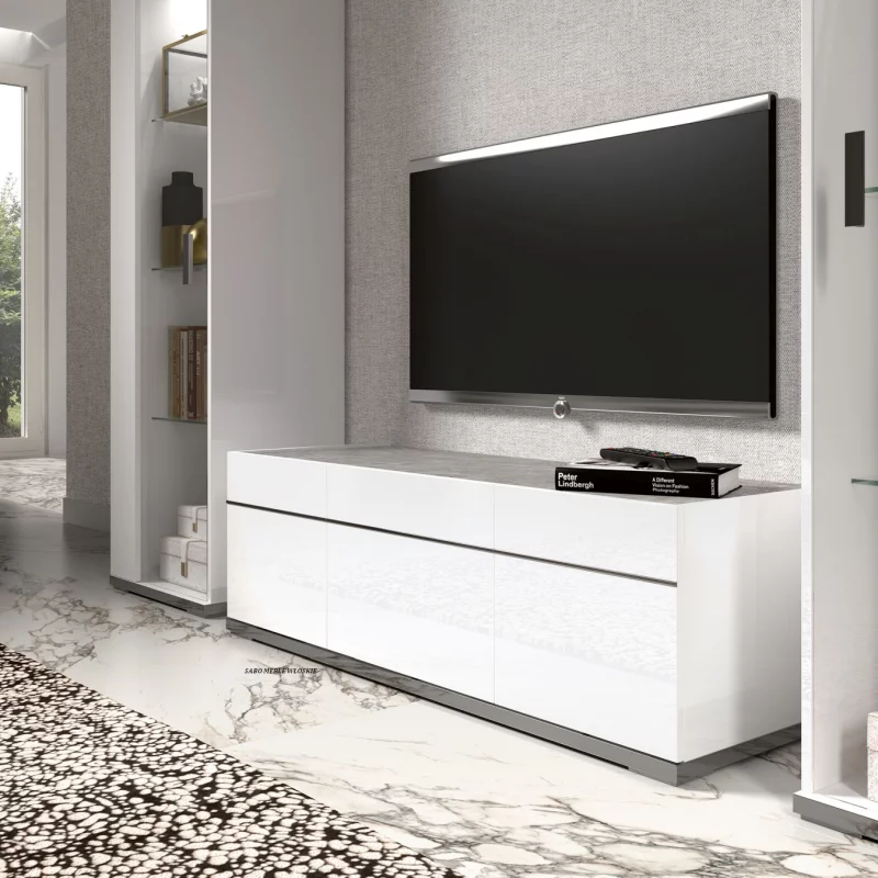 stolik tv 3D Kolekcja Marmurowa biała