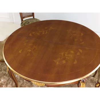 Stylowy stół okrągły Pasja/488 orzechowo-złoty