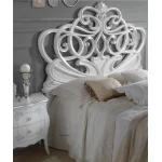 Łóżko LIPARI otwarte frieze/180 + 2 szafki nocne biało-srebrne