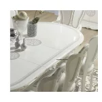 Stół rozkł.owalny+4 krzesła Gritte/MED biało-srebrny