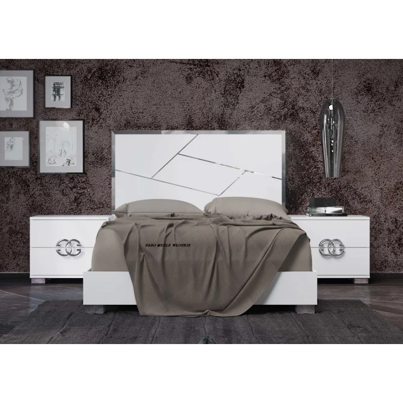 Łóżko 160+2 szafki nocne Kolekcja Elegancka LUX białe